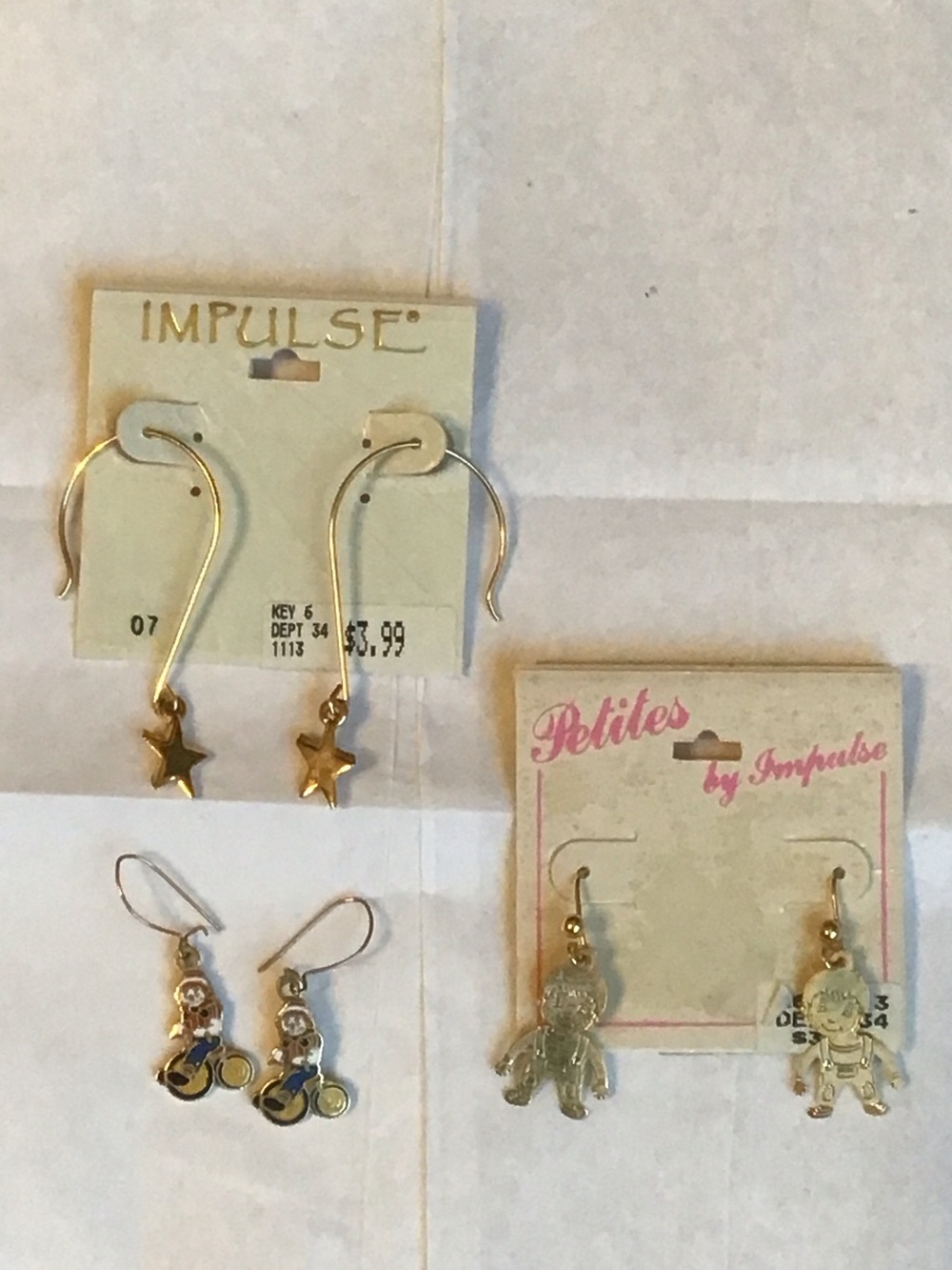 3 Pairs of Vintage Gold-toned Earrings